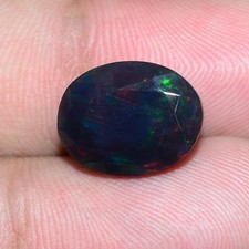 3.65 Cts Natural Ethiopian Black Opal 13mmx10mm Oval Faceted Cut Loose Gemstone