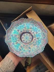 Super Blue FENTON Carnival Glass Leaf Chain 7.5" Plate Berry & Leaf Back Pattern