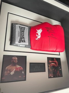 Framed Mike Tyson Signed Red Boxing Glove With COA