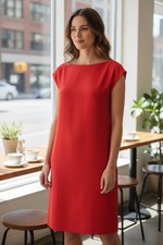Ralph Lauren Modern Shift Dress True Orange Womens Large Coral Cap Sleeve Work