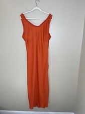 ASOS Slip Dress Midi Orange Red 14 Bright Classic Clean Girl Colorful Costal