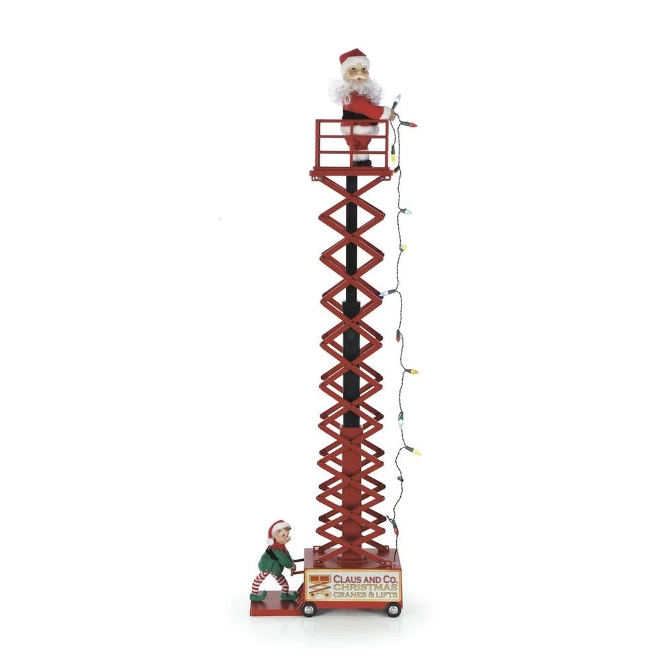Elevador grúa animada de Papá Noel de 4'1" con sonido decoración navideña de mesa Foto 2 de 4