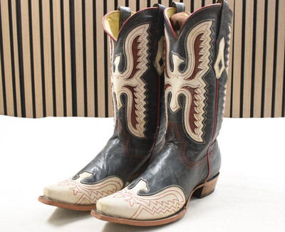 Corral Ladies Blue Jean Overlay Embroidery Studs Leather Boots C3978 US Size 9M
