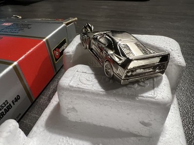EXTREMELY RARE Ferrari F40 Chrome Plated Made in Italy Keyring 1/87 Burago