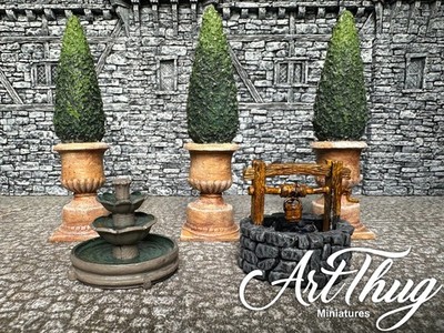 5 Hand-Painted City RPG Scenery Terrain miniatures - Dungeons & Dragons 28mm
