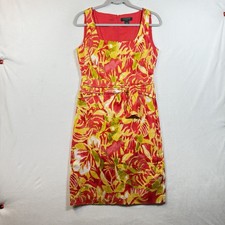 Lauren Ralph Lauren Tropical Print Sleeveless Dress Sz 6 Square Neck Lined