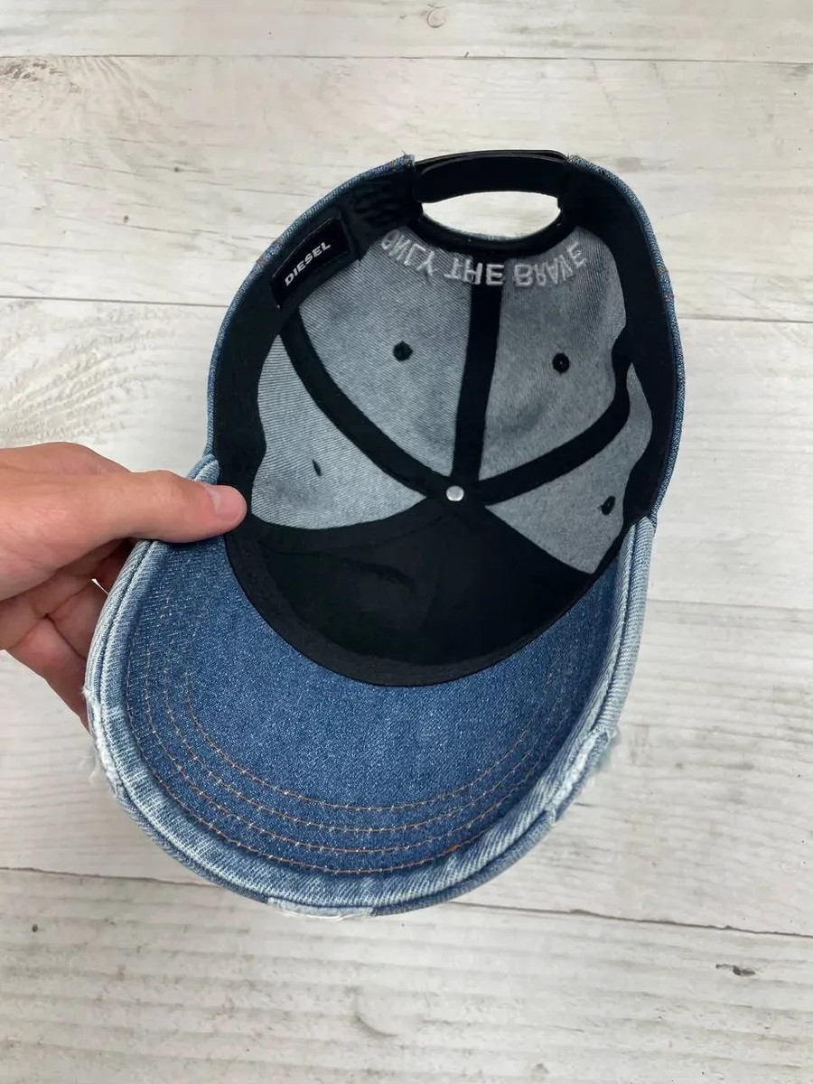 Vintage Diesel Big Logo Denim Jeans Cap Hats Y2K Men One Size Blue