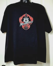 Route 66 Men's 2XL Black T-Shirt Rendezvous Highway Hot Rods Cars Short Sleeve