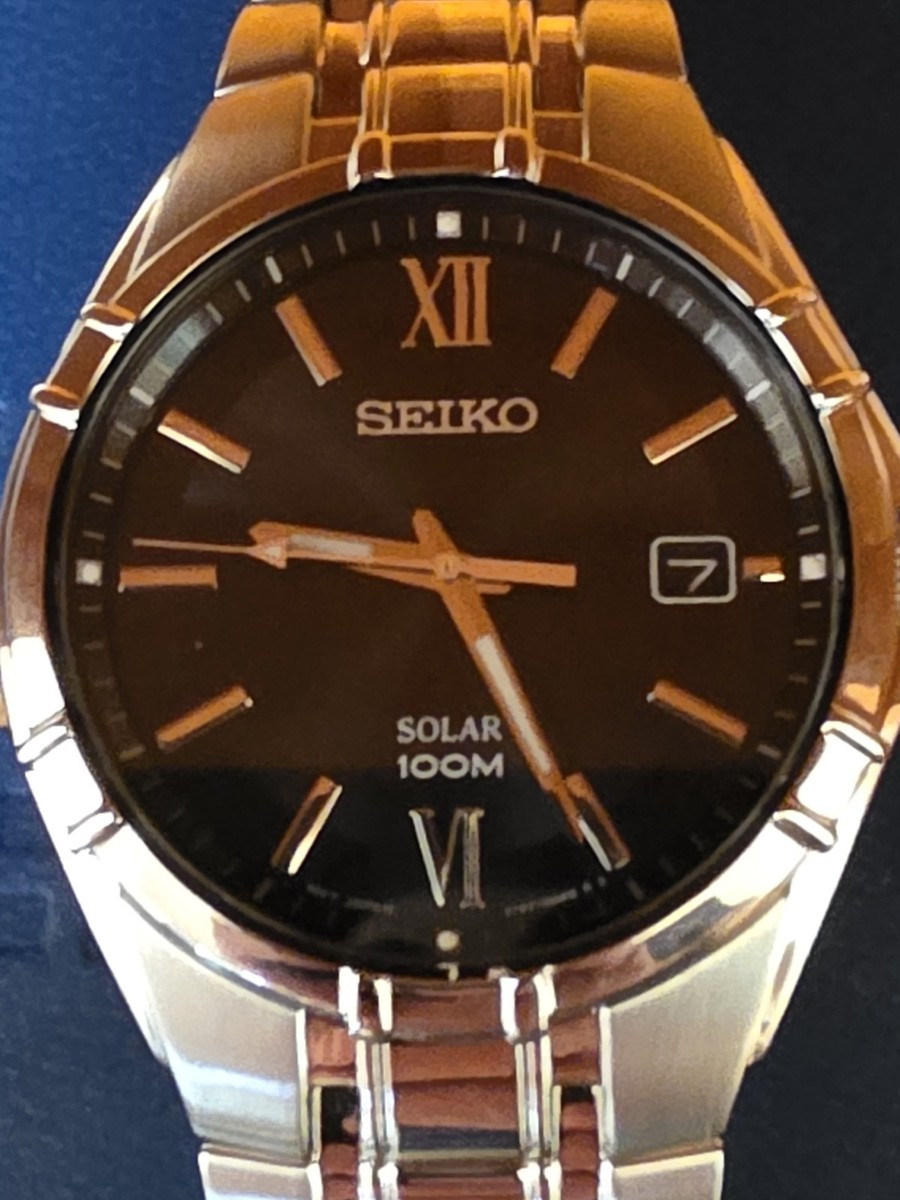 Seiko Solar Watch 100m V157-0AM0. Silver With Black Face | eBay