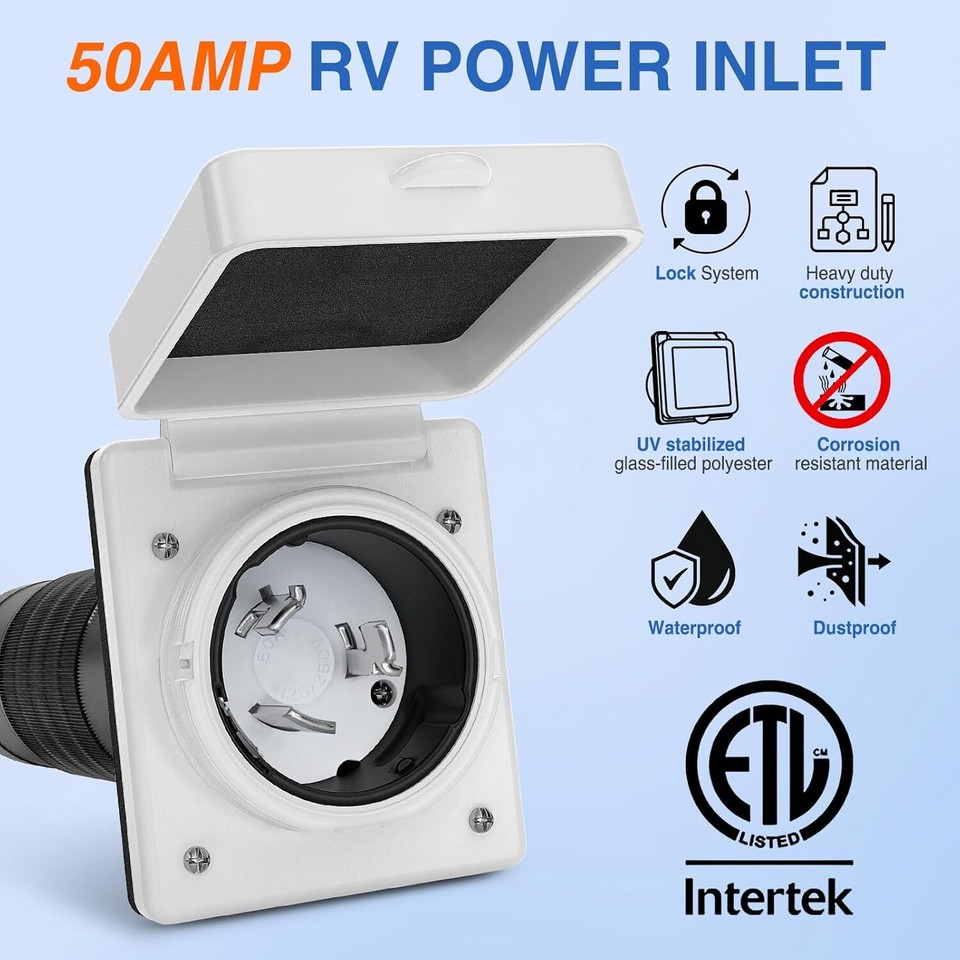 50amp 250V Power Inlet Outdoor Receptacle Electrical Twist Lock NEMA RV