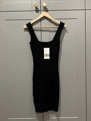 self-portrait black viscose knitted midi dress Self-Portrait - Navy Viscose Knit Midi Dress