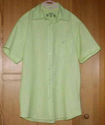 CHEMISE HOMME Marque JULES Taille M Couleur vert jaune rayé manches courtes - Photo 1/4