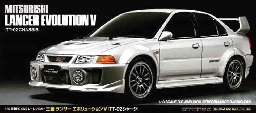 Tamiya 58713 Mitsubishi Lancer Evo V TT02 4WD RC Kit (AUTO OHNE ESC)