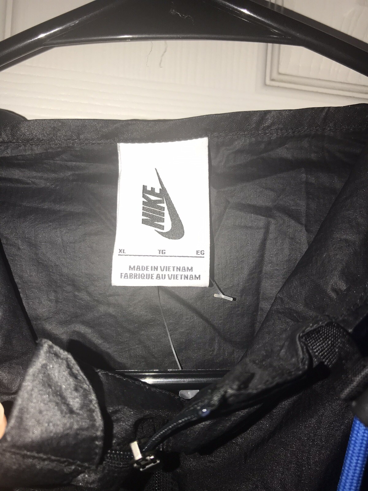 OFF WHITE X NIKE BIANCO SPORCO x Nike giacca Windbreaker da donna nera blu taglia XL NUOVA AUTENTICA