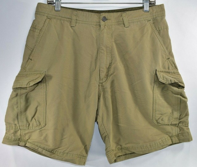 Rei Mens Nylon Cargo Shorts Hiking Fishing Khaki Tan Size Meas. 32 x 9