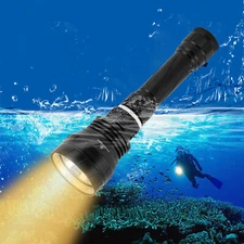 Dive Light, Compact Bright Diving Torch, Submersible Flashlight Yellow Light