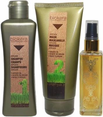 Salerm Biokera Argan Hair Care Kit | Shampoo 300ml + Mask 200ml + Arganology 60m