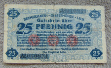 Banknoty, pieniądze awaryjne powyżej 25 fenigów, lehe-geestemünde-bremerhaven 1917-1923?