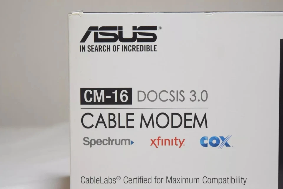 Cable módem Asus CM-16 DOCSIS 3.0 Gigabit LAN 686Mbps con cable de alimentación y Ethernet Foto 4 de 4