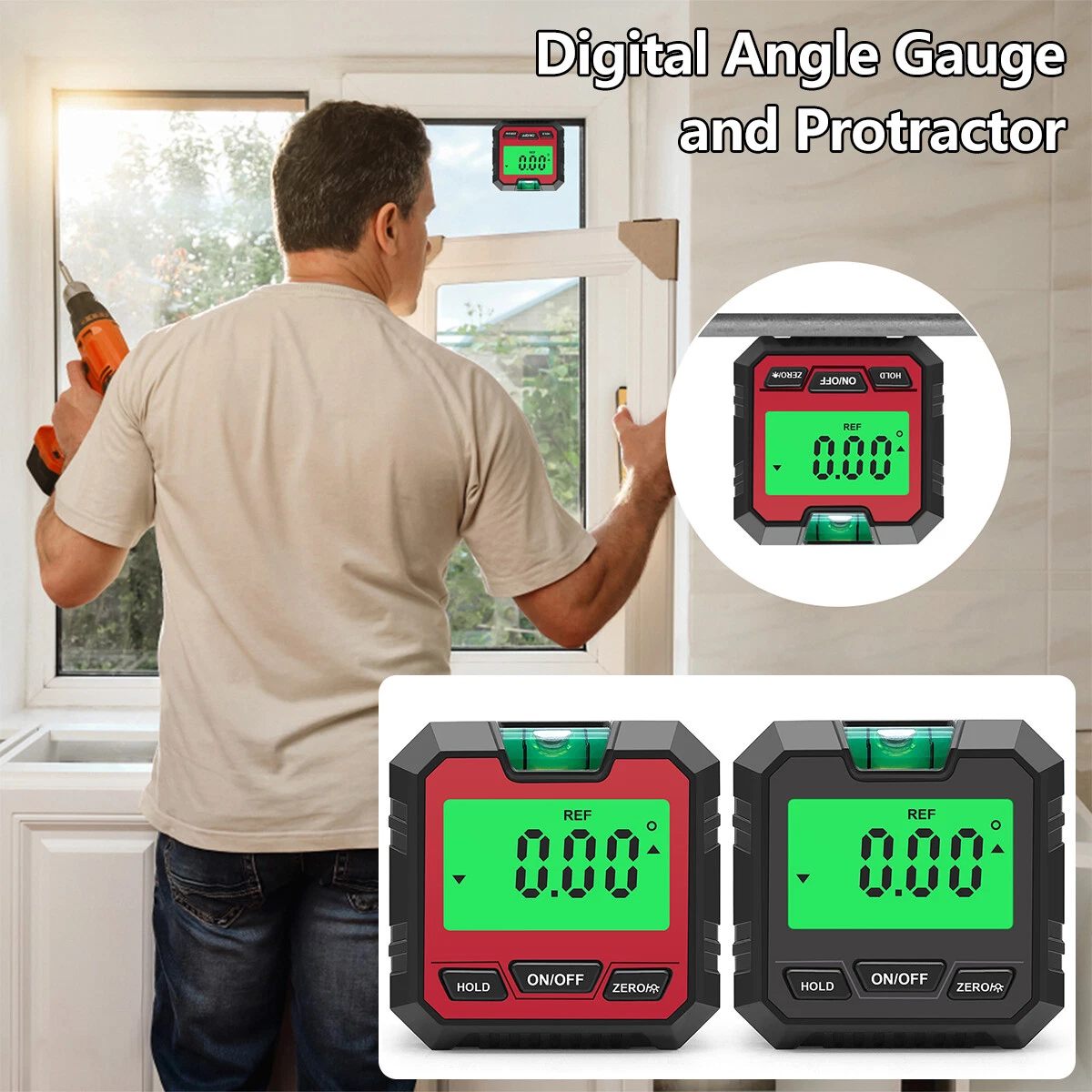 Magnetic Digital Angle Finder Gauge with Soak Water Inclinometer Protractor LCD