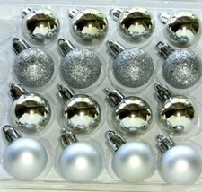 Christmas Silver Mini Ornaments Balls Decorations Non Shatter 7/8" 27mm