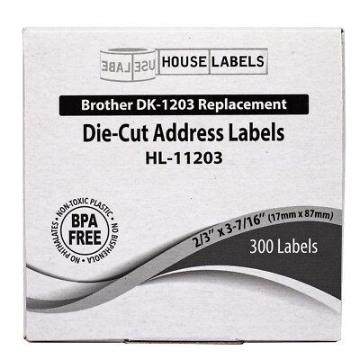 Etiquetas Térmicas Compatibles Con Brother DK-1203 - 6 Rollos De 300 Etiquetas (2/3" X 3-7/16") Blancas