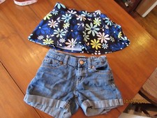 2-Girl Size 7 Summer Justice Skirt Floral Navy Daisy, JORDACHE Denim Skorts Cuff