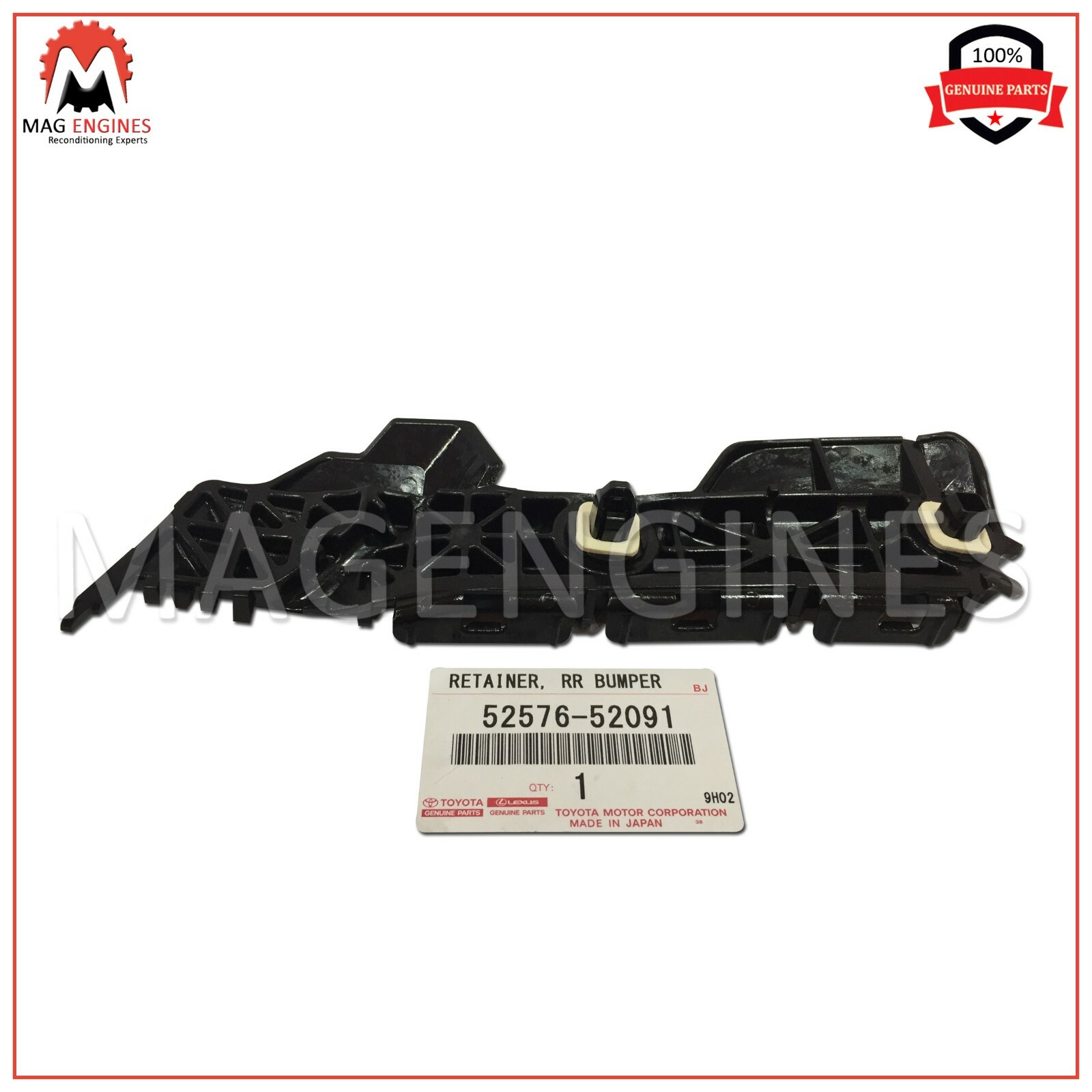 52576-52091 GENUINE OEM RETAINER, REAR BUMPER SIDE, LH 5257652091  