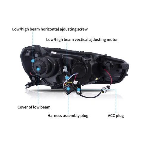 Blackout Vland LED Headlights For 2008-2017 Mitsubishi Lancer EVO X W/Demon Eyes - Bild 7 von 12