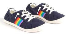 NEW  Torrid Women's Riley RAINBOW navy Ruched Slip On Sneaker Size 10 NWT