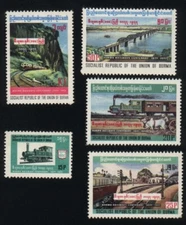 Burma STAMP 1977 ISSUED TRAIN CENTURY COMPLETE SET, MNH