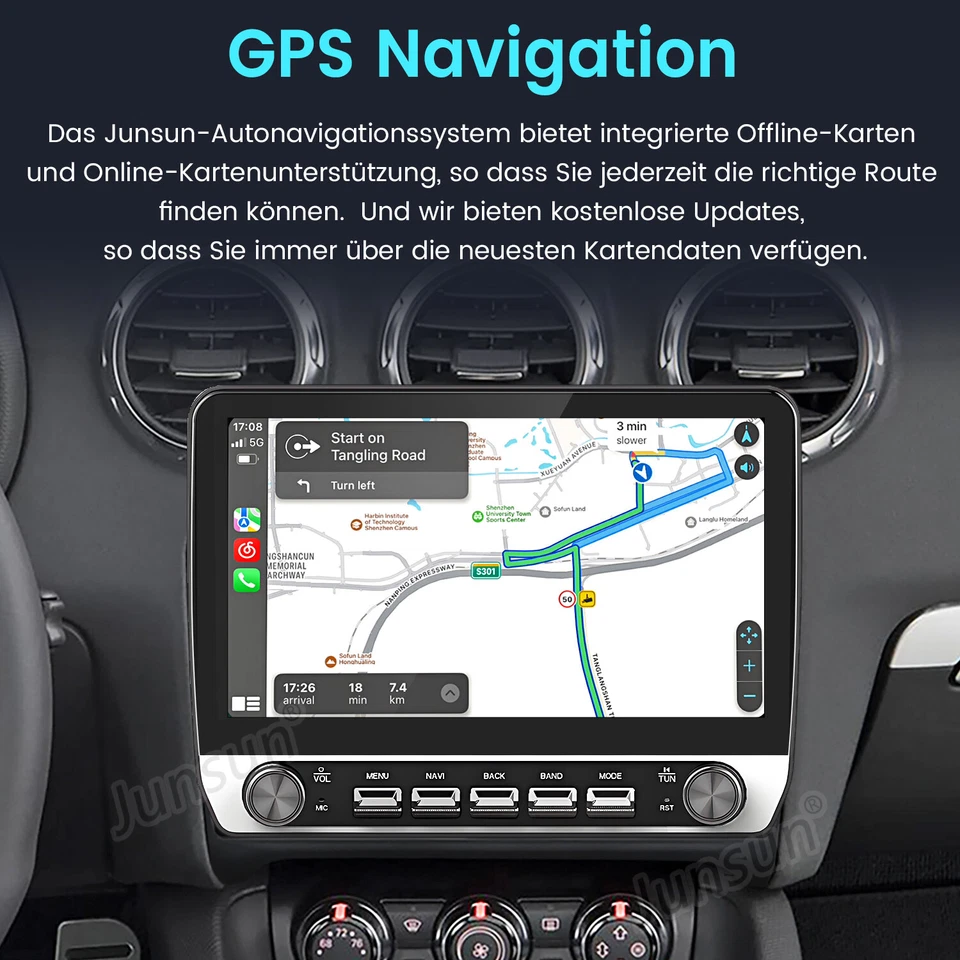 Carplay Autoradio Für AUDI TT 2006-2014 Android 13 GPS Navi WIFI BT USB SWC 64G - Bild 4 von 4