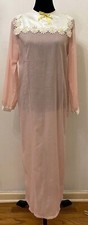 Vintage Sears Womens Cottage Core Long Gown Size 38-40 Large Pink Daisy Cotton