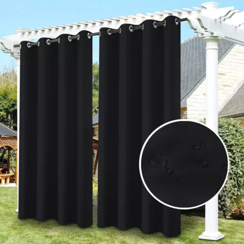 1/2 Stück Wasserdicht Outdoor Terrasse Vorhänge 52" Breit Sichtschutz Verdunkelung Pergola Schatten - Bild 68 von 124