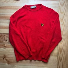 Vintage Lyle & Scott Red Sweater 42/107 | Pure Lambswool Hawick Yellow Eagle