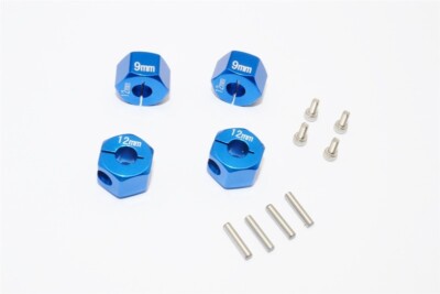 GPM Blue Aluminum 9mm Thick Widening Locking Hex Hubs for Traxxas 4-Tec 2.0