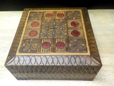 HANDMADE POLISH DECORATIVE SQUARE WOODEN HINGED TREASURE BOX NORDSTROM'S NWT