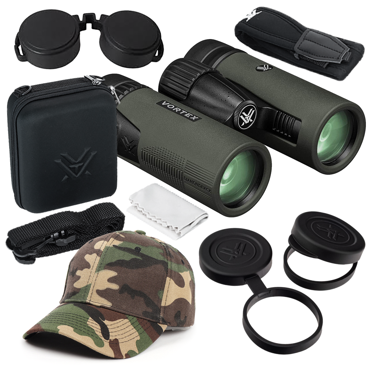 Vortex Optics DB-212 Diamondback HD 8x32 Binocular with Free Hat