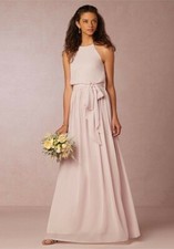 NEW BHLDN Donna Morgan Alana Chiffon Halter Sz 4 Wedding Guest Gown Palest Pink