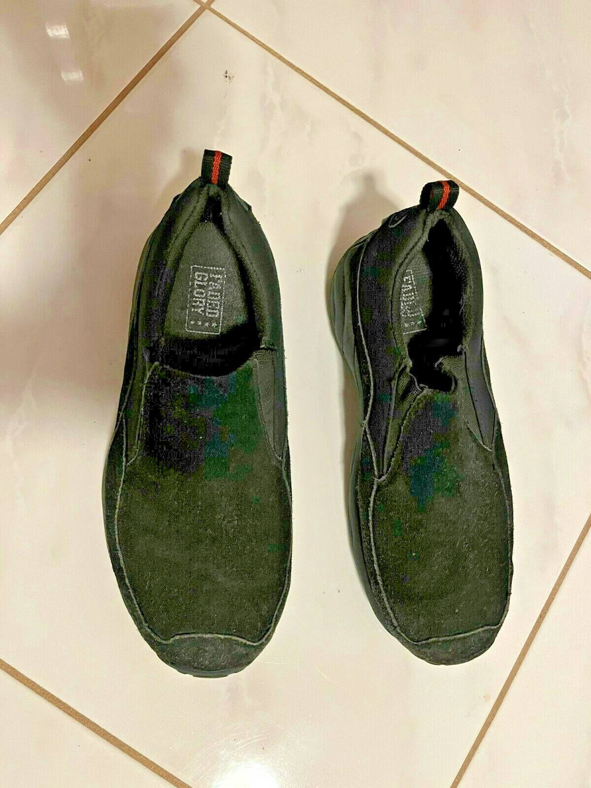 Faded Glory Black Suede Casual Slip On Shoes Size with Elastic