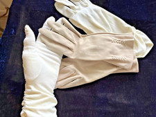 2 VTG PAIR GLAMOROUS 1950S GLOVES, BOTH SIZE 7, GATHERED MED LENGTH,  MED LENGT