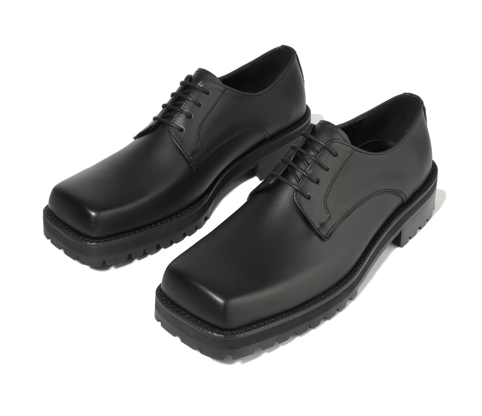 SAOLA Scarpe da derby Firenze Atelier nero opaco in pelle punta quadrata Oxford suola antiscivolo