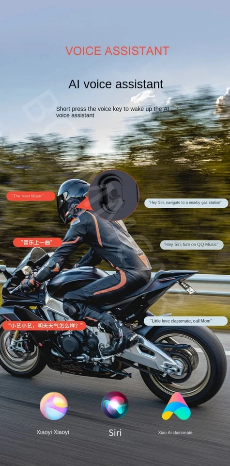 Motorcycle Helmet Headset Wireless Bluetooth Headphone Speaker Hands-Free Kit - Image 3 of 4