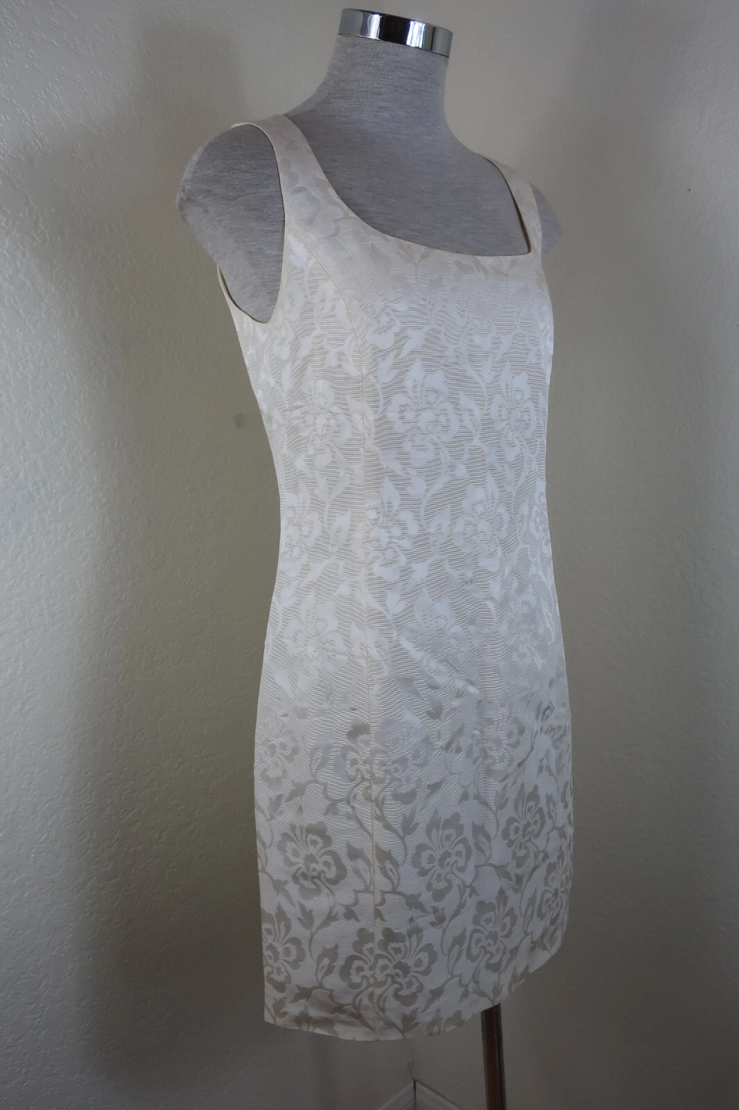 Abito vintage Gianni Versace giallo damascato senza maniche bodycon cotone piccolo 40 4 5 6