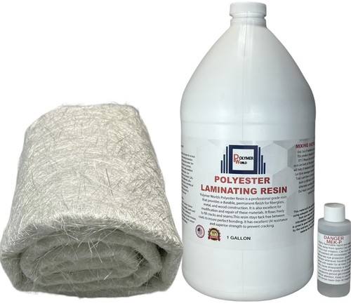 Polyester Resin 1 Gal .75x50x5 Yard Chopped Strand Mat, Boats, Auto, RV, Canoe
