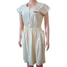 Vintage 1980's Yellow Casual Grannycore Knee Length Spring Summer Dress Large