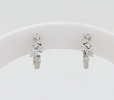 Sterling Silver Tiny Cubic Zirconia Huggie Hoops 1/2" Petite Woman Teen Child