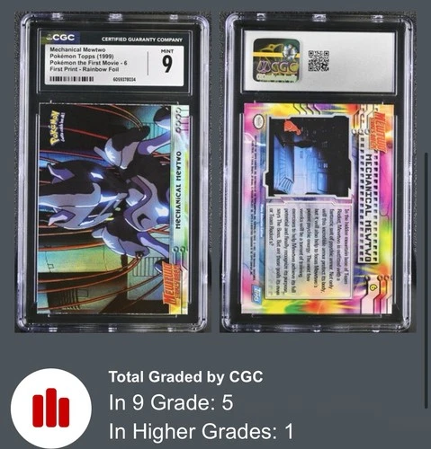 CGC 9 Mechanical Mewtwo Rainbow Foil #6 1999 Topps Movie Edition Pokemon