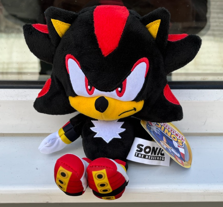 SONIC THE HEDGEHOG SHADOW 8"" INCH SOFT PLUSH TOY DOLL JAKKS PACIFIC *BNWT* RARE!