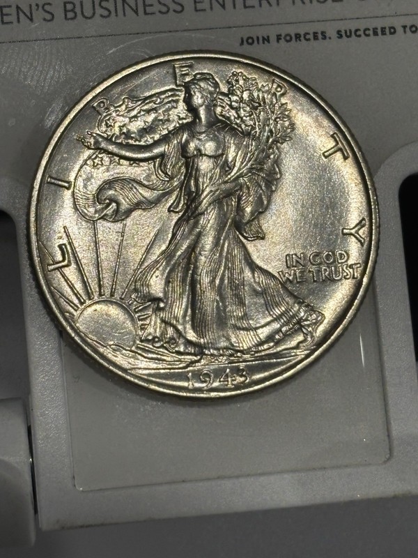 1943 Liberty Walking Half Dollar 50C Silver 0.9 Business Philadelphia KM#142